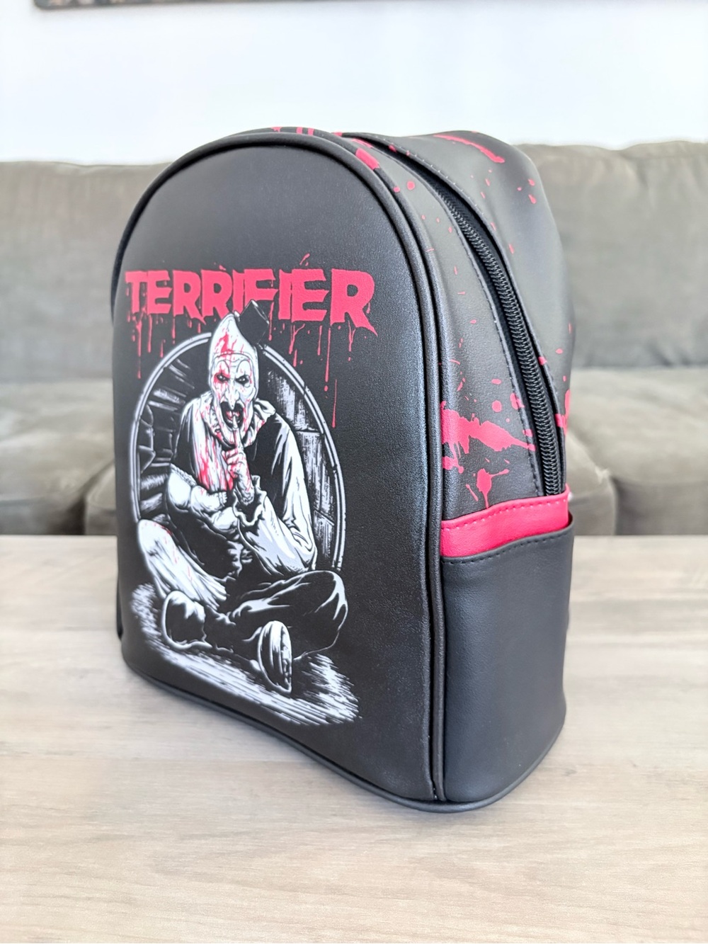 Terrifier Graphic Mini Backpack from Hot Topic- Black & Red